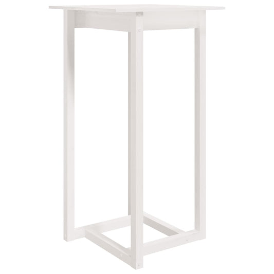 Mesa Alta De Bar Madera Maciza De Pino Blanco 60x60x110 Cm_0