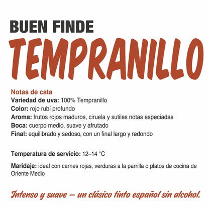 Vino Sin Alcohol 0,0% Tinto Tempranillo Pack 6 Botellas 750 Ml | Vino Tinto Desalcoholizado Equilibrado Y Afrutado_2
