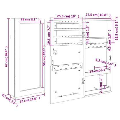 Vidaxl Espejo Con Joyero De Pared Blanco 30x8,5x67 Cm_2