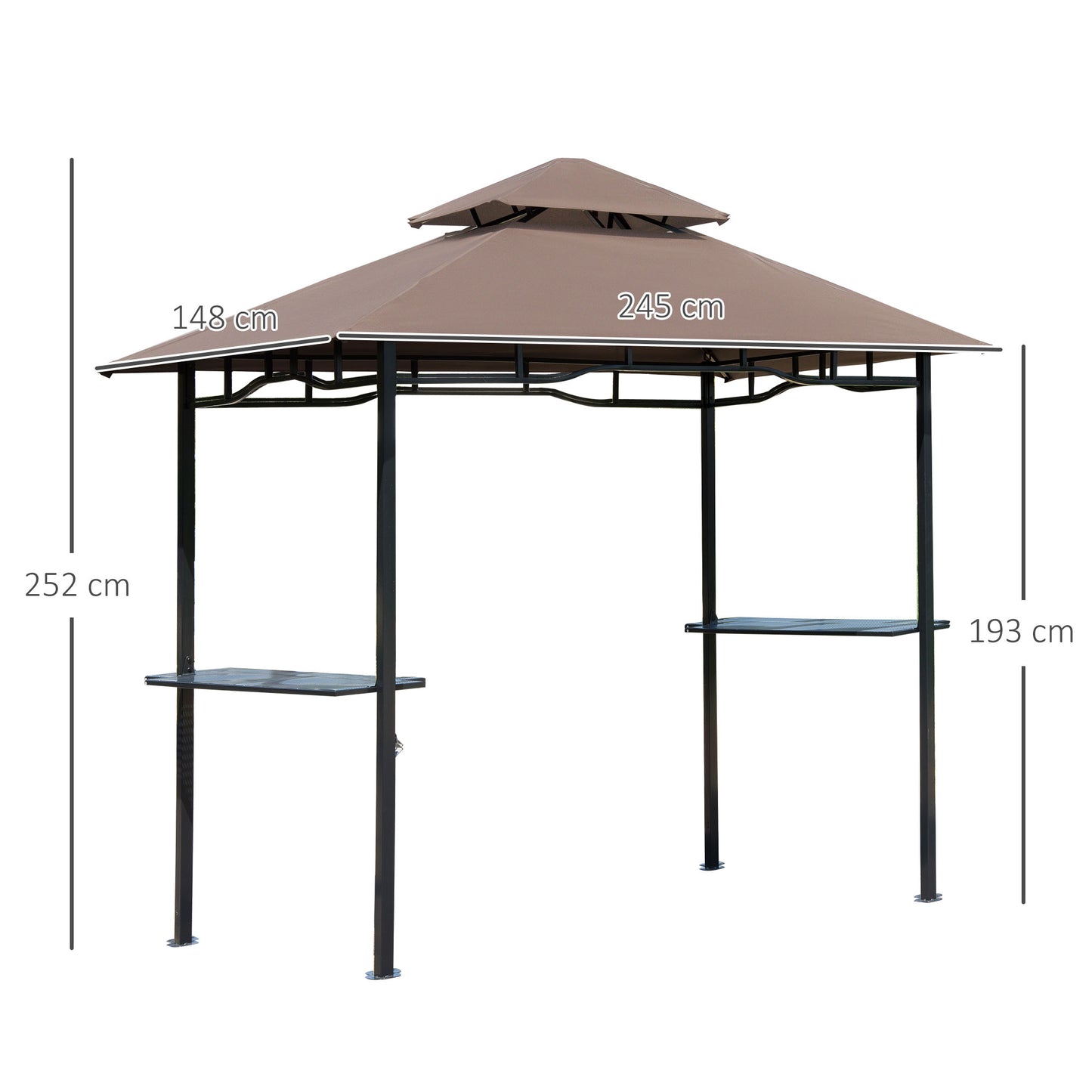 Outsunny Pabellón De Jardín Con Doble Techo 245x148 Cm 2 Estantes_2