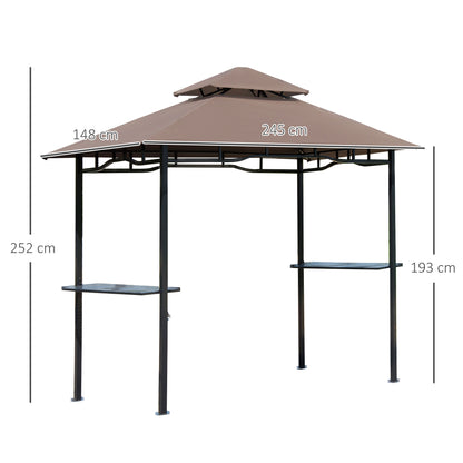 Outsunny Pabellón De Jardín Con Doble Techo 245x148 Cm 2 Estantes_2
