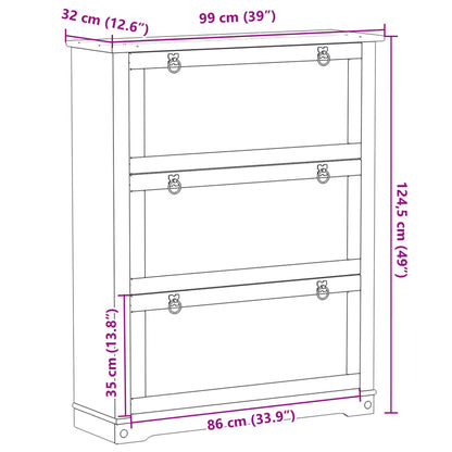 Mueble Zapatero Corona Madera Maciza De Pino 99x32x124,5 Cm / Vetonek_4