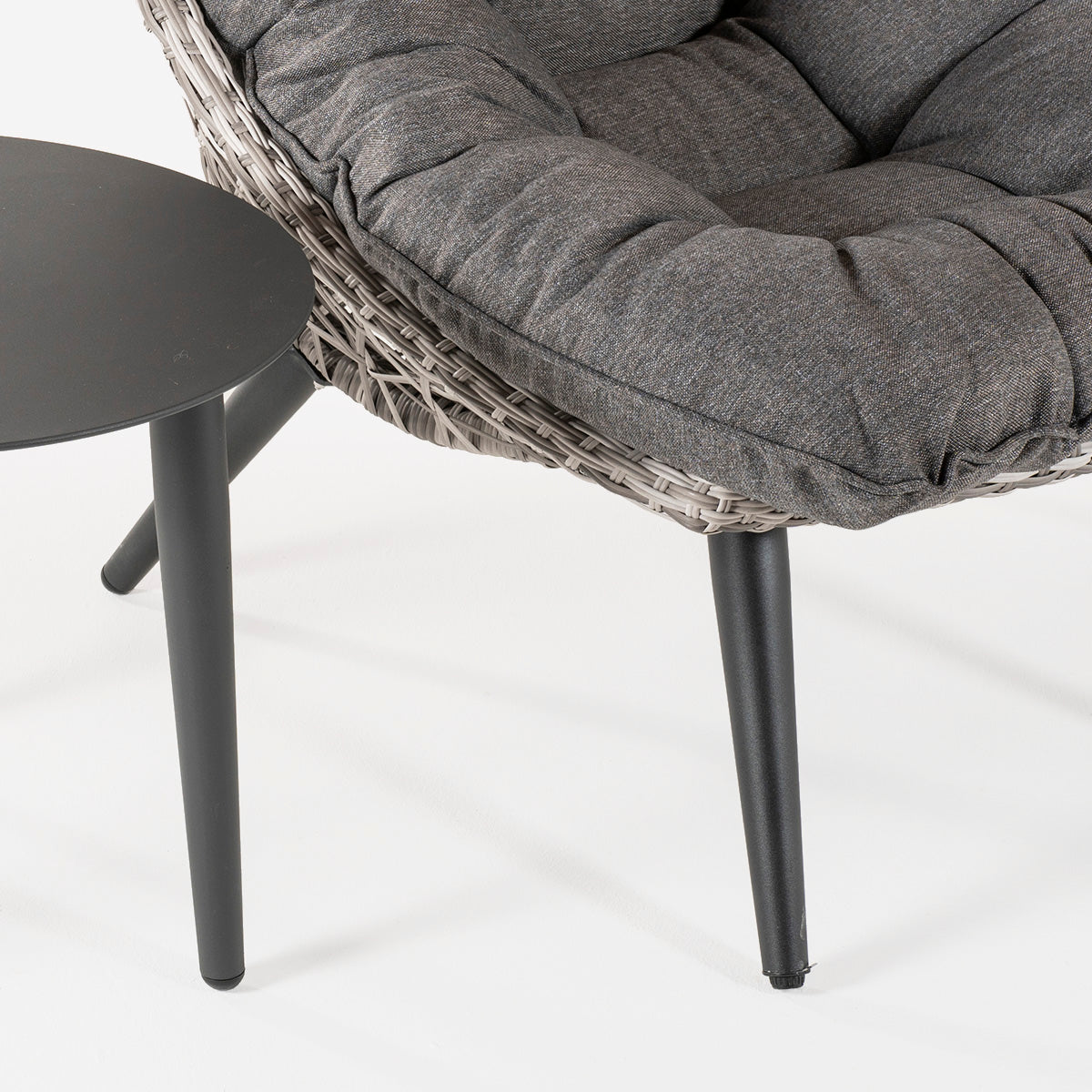 Conjunto Relax Para Jardín, Aluminio Y Rattán Sintético Abierto Redondo, Forma De Huevo, Color Gris, Cojin Incluido_4