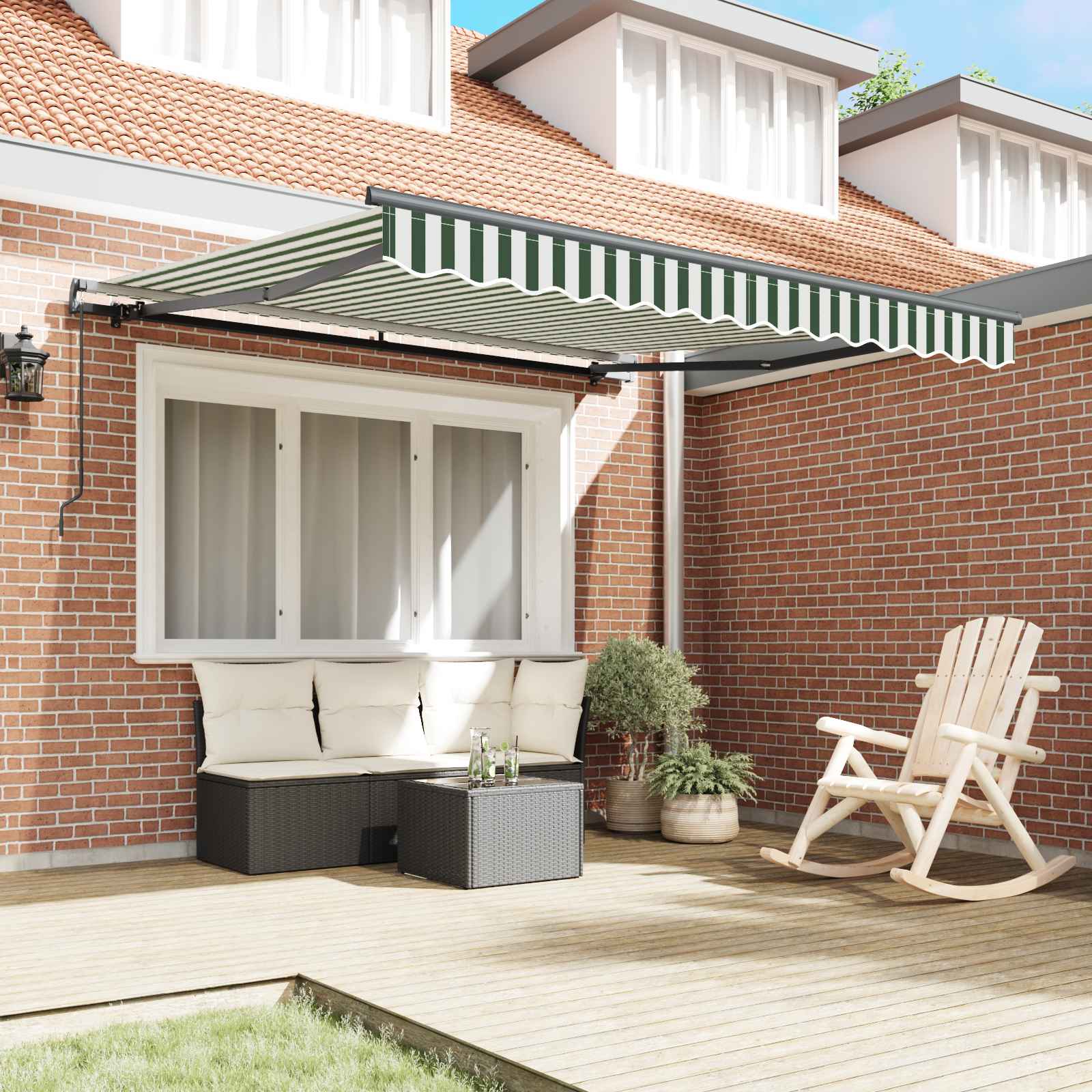 Toldo Retráctil Verde Y Blanco 300 X 250 Cm_2