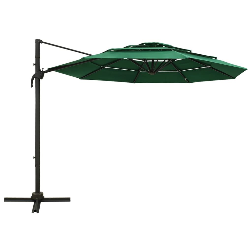 Vidaxl Sombrilla Jardín De 4 Niveles Con Palo De Aluminio Verde 3x3 Cm_1