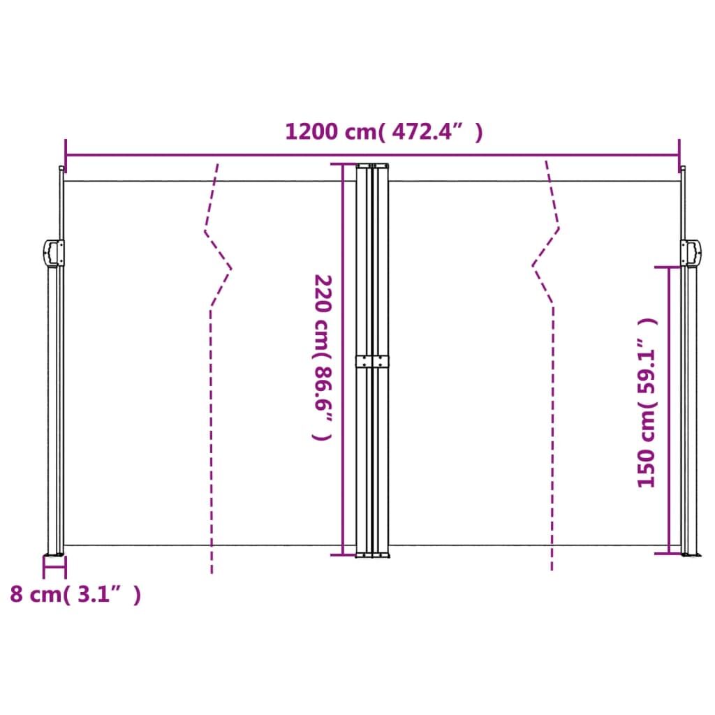 Vidaxl Toldo Lateral Retráctil Rojo 220x1200 Cm_2