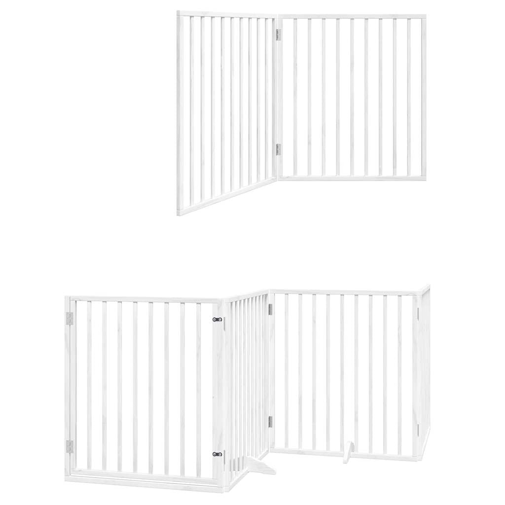 Vidaxl Puerta De Perros Plegable 10 Paneles Madera Álamo Blanca 800 Cm_2