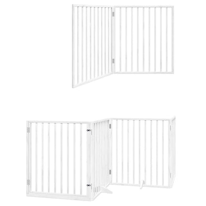 Vidaxl Puerta De Perros Plegable 10 Paneles Madera Álamo Blanca 800 Cm_2