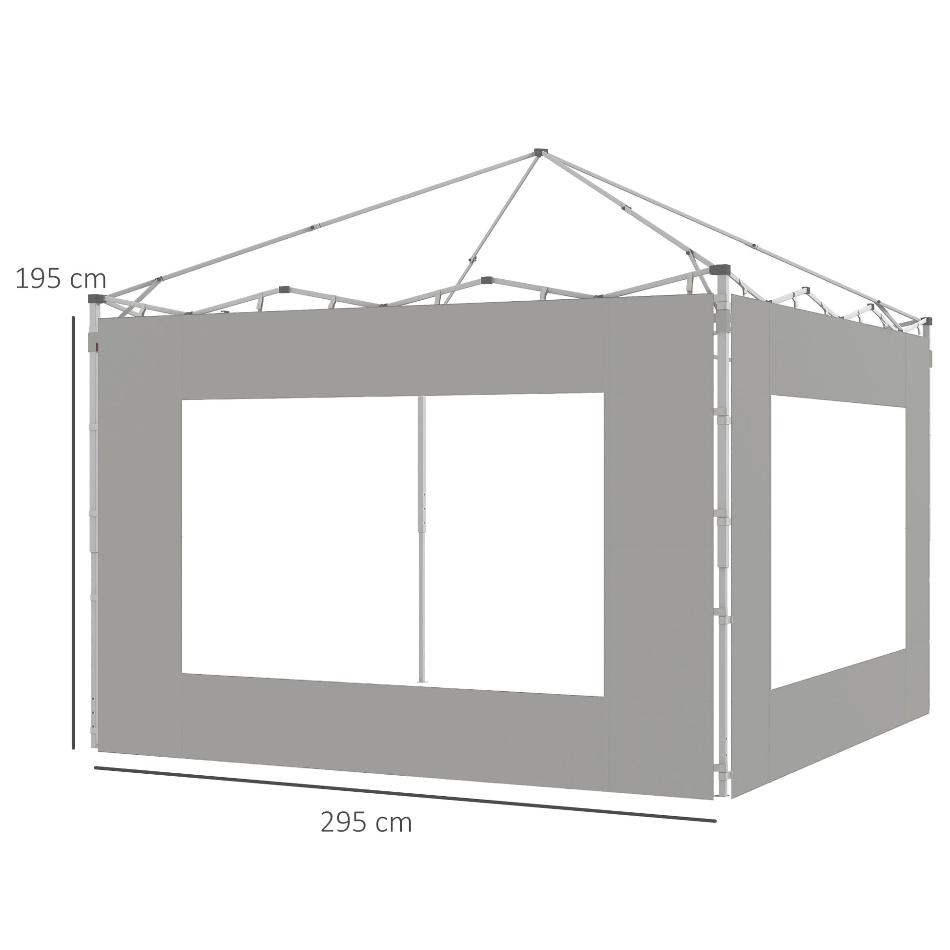Outsunny Paredes Laterales Para Carpa De 4 Paneles 295x195 Cm Gris_2