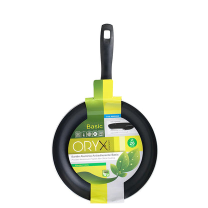 Oryx Sartén Aluminio Antiadherente Basic, Alta Resistencia, Apta Inducción, Libre Pfoa, Diámetro 26 Cm, Espesor 3 Mm.
