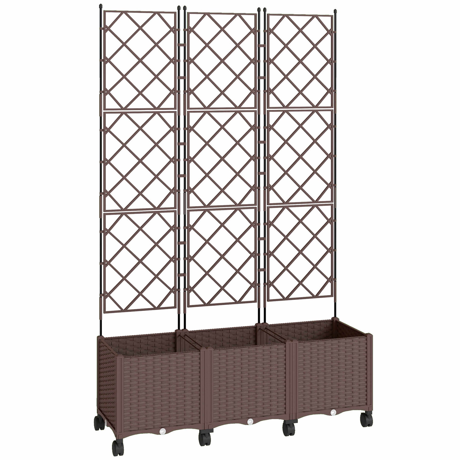 Outsunny Jardinera Con Enrejado Ruedas Para Cultivos Verduras 120x40x192 Cm_0