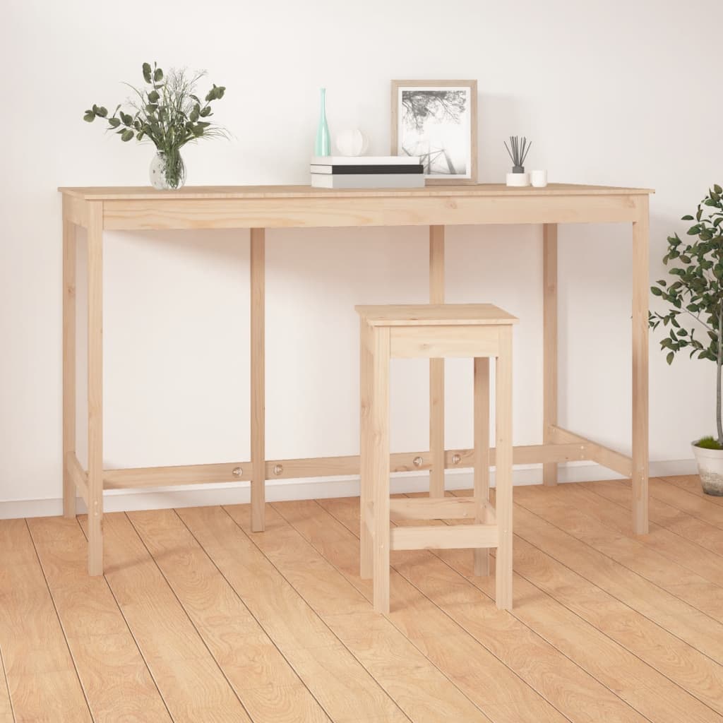 Mesa Alta De Bar De Madera Maciza De Pino 180x80x110 Cm_4