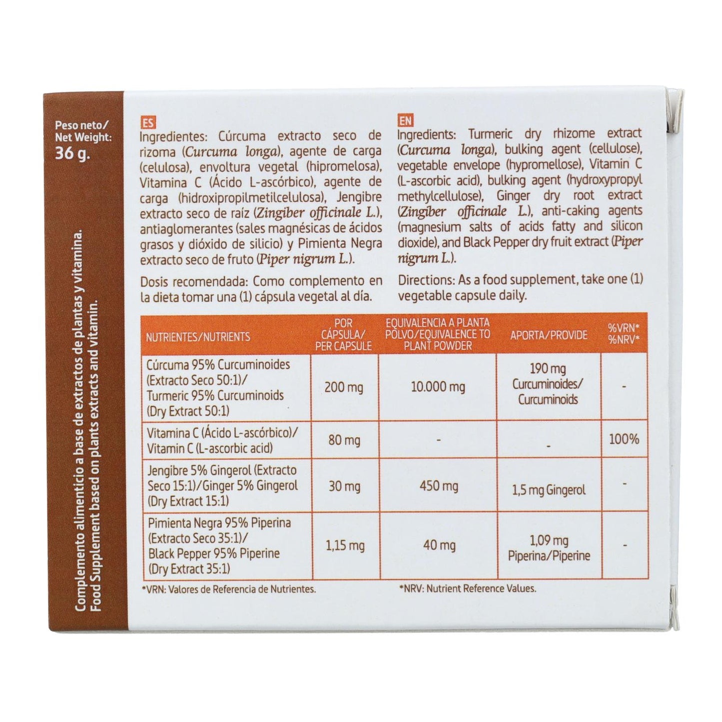 Cúrcuma complex Nature Essential 10000 mg, 60 cápsulas