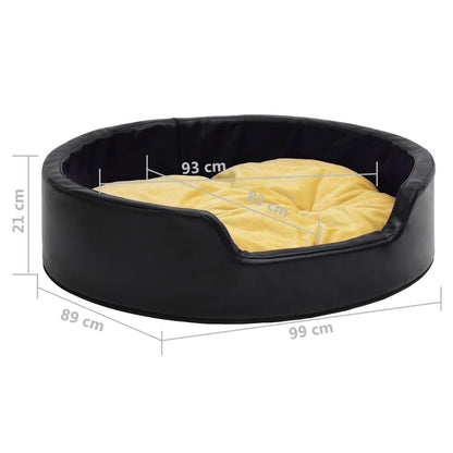 Vidaxl Cama De Perro Felpa Y Cuero Sintético Negro Amarillo 99x89x21cm_2
