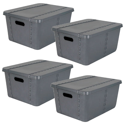 4x Life Story Caja Almacenaje Con Tapa Medium 25l Gris Anthracite_0