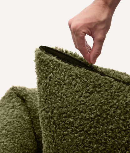 Cafide Cama De Material Reciclado Para Perro Con Tejido Estilo Borreguito Verde. Modelo Snozy._1