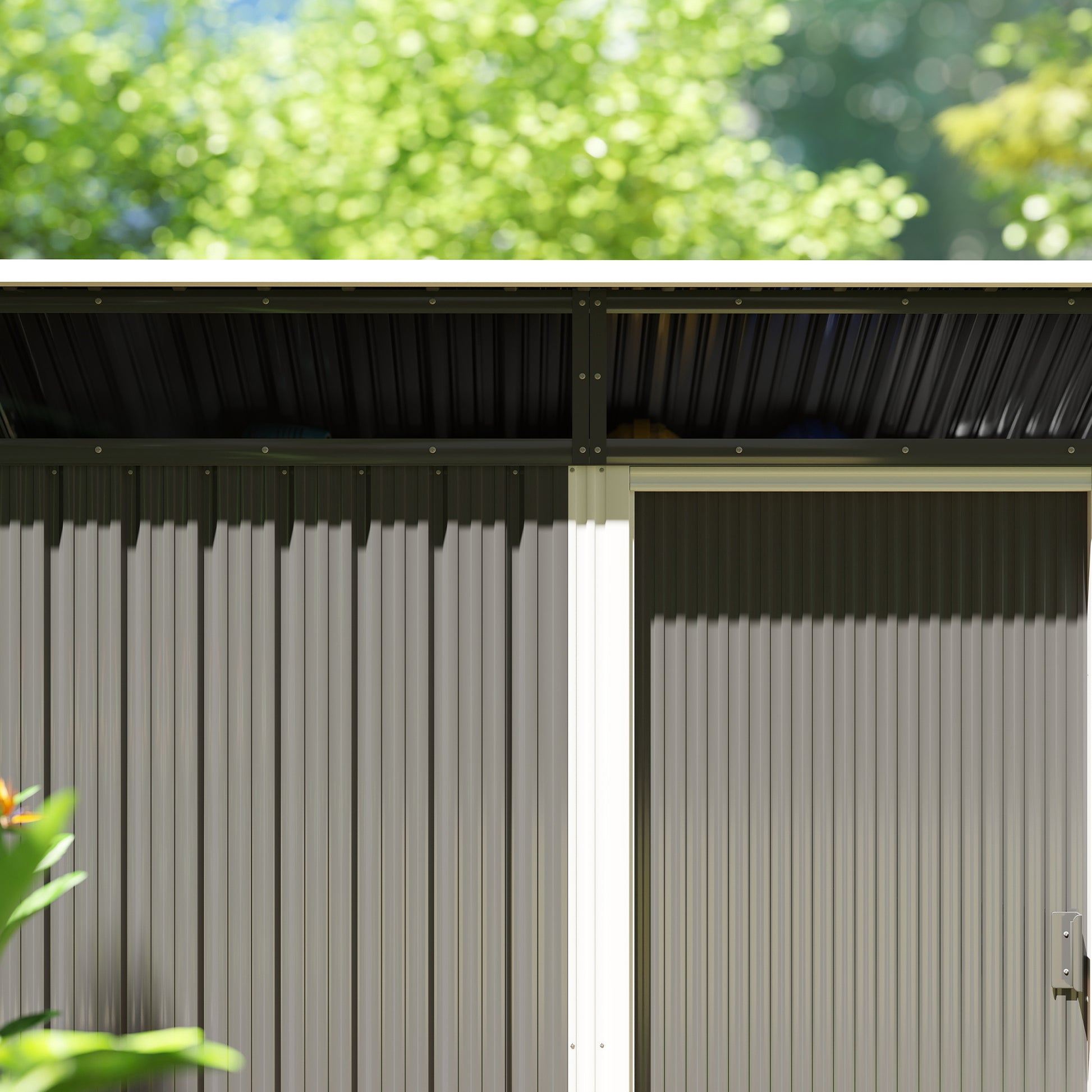 Outsunny Caseta De Jardín Exterior 1,9m² 195x122x182 Cm Con Base Refuerzo Gris_3