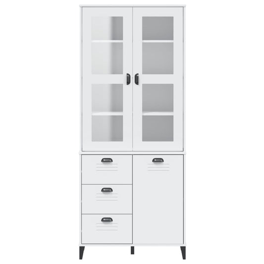 Aparador Alto Viken Madera Maciza De Pino Blanco 80x40x190 Cm / Vetonek_0