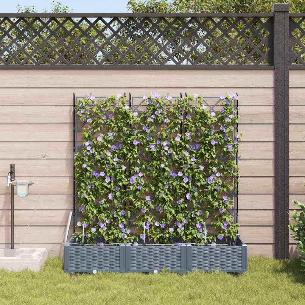 Macetero De Jardín 3 Uds. Gris Claro 120 X 40 X 126 Cm Pp_1