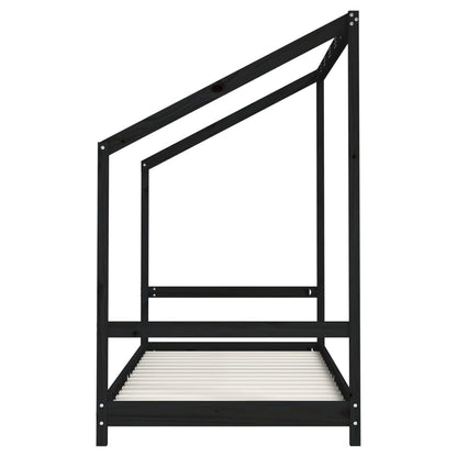 Vidaxl Estructura De Cama Para Niños Madera De Pino Negro 90x190 Cm_4