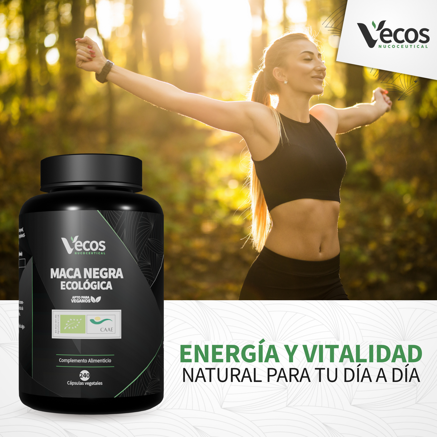 Maca Negra Ecológica 2250 Mg Vecos 240 Cápsulas | Energía, Resistencia Y Vitalidad Sexual | Raíz Andina 100% Ecológica_1