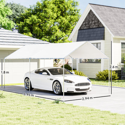 Outsunny Cochera Exterior 3x6m Con Toldo De Tela Pe Y Marco De Acero Galvanizado_2