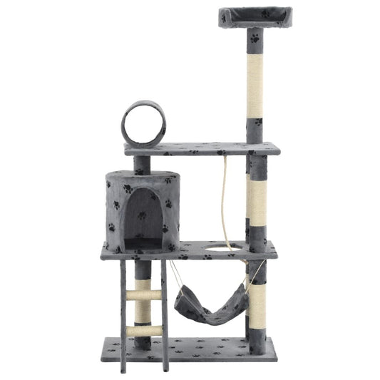Vidaxl Rascador Para Gatos Con Poste De Sisal 140 Cm Huellas Gris_0