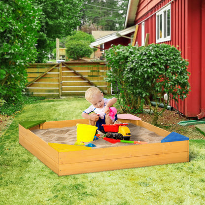 Outsunny Arenero Infantil De Madera Con Tela No Tejida 109x109x19,8 Cm Natural_1