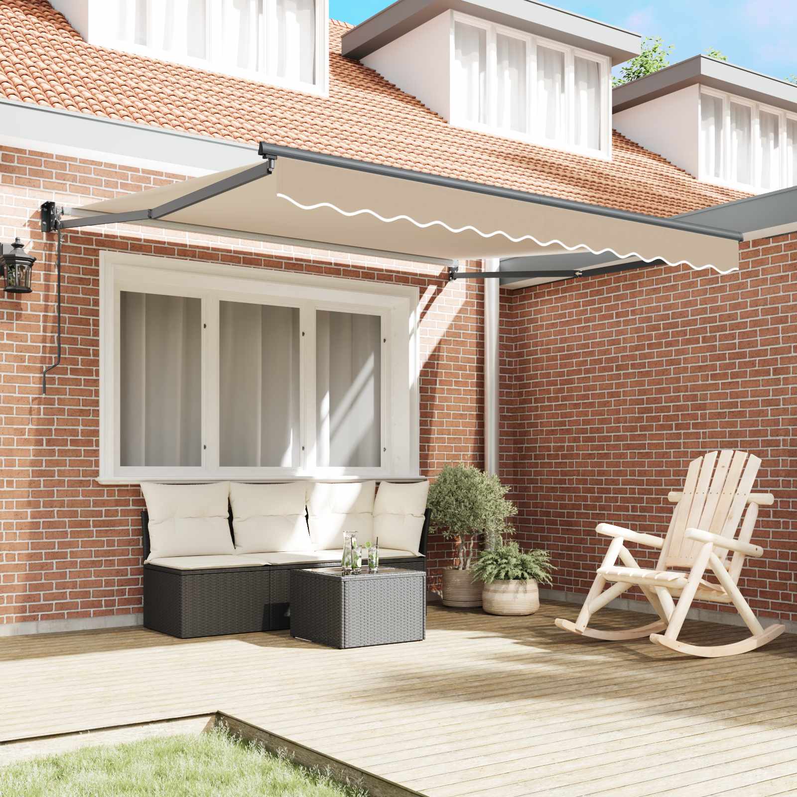 Toldo Retráctil Beige 300 X 250 X 165 Cm Poliéster Y Metal_2