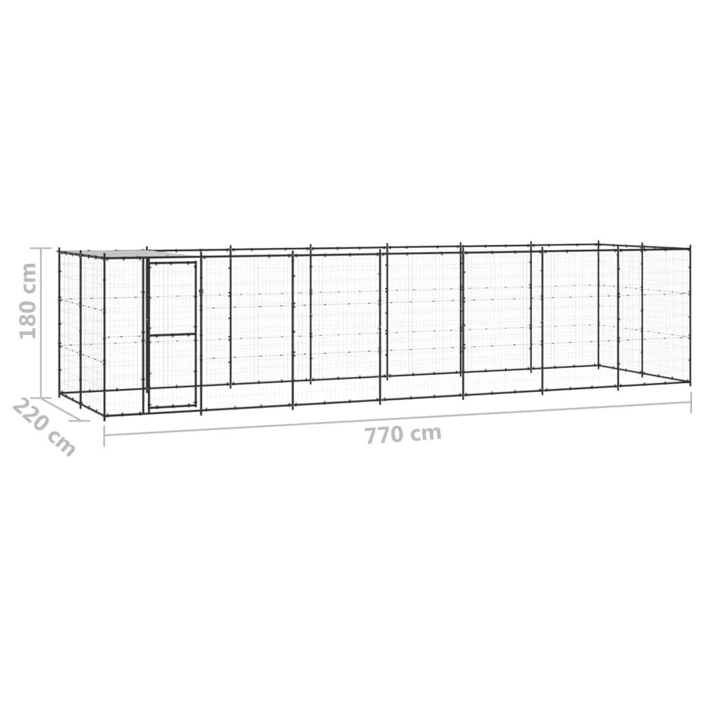 Vidaxl Perrera De Exterior De Acero Con Techo 16,94 M²_2