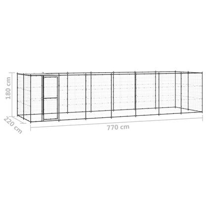 Vidaxl Perrera De Exterior De Acero Con Techo 16,94 M²_2