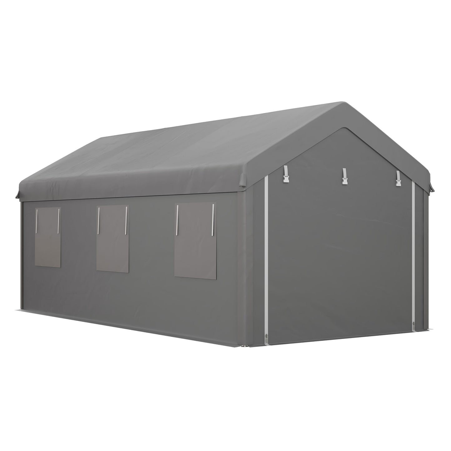 Outsunny Carpa Garaje 6x3 M Impermeable Con Paredes Laterales Desmontables Gris_4