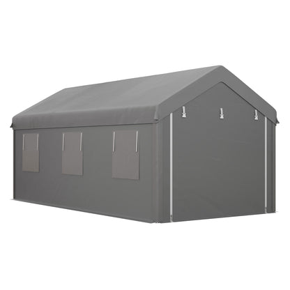 Outsunny Carpa Garaje 6x3 M Impermeable Con Paredes Laterales Desmontables Gris_4
