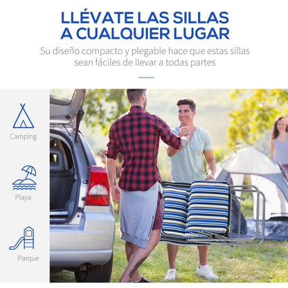 Outsunny Pack De 2 Tumbonas Plegables Tumbonas De Jardín Exterior Con Cojín Acolchado_4