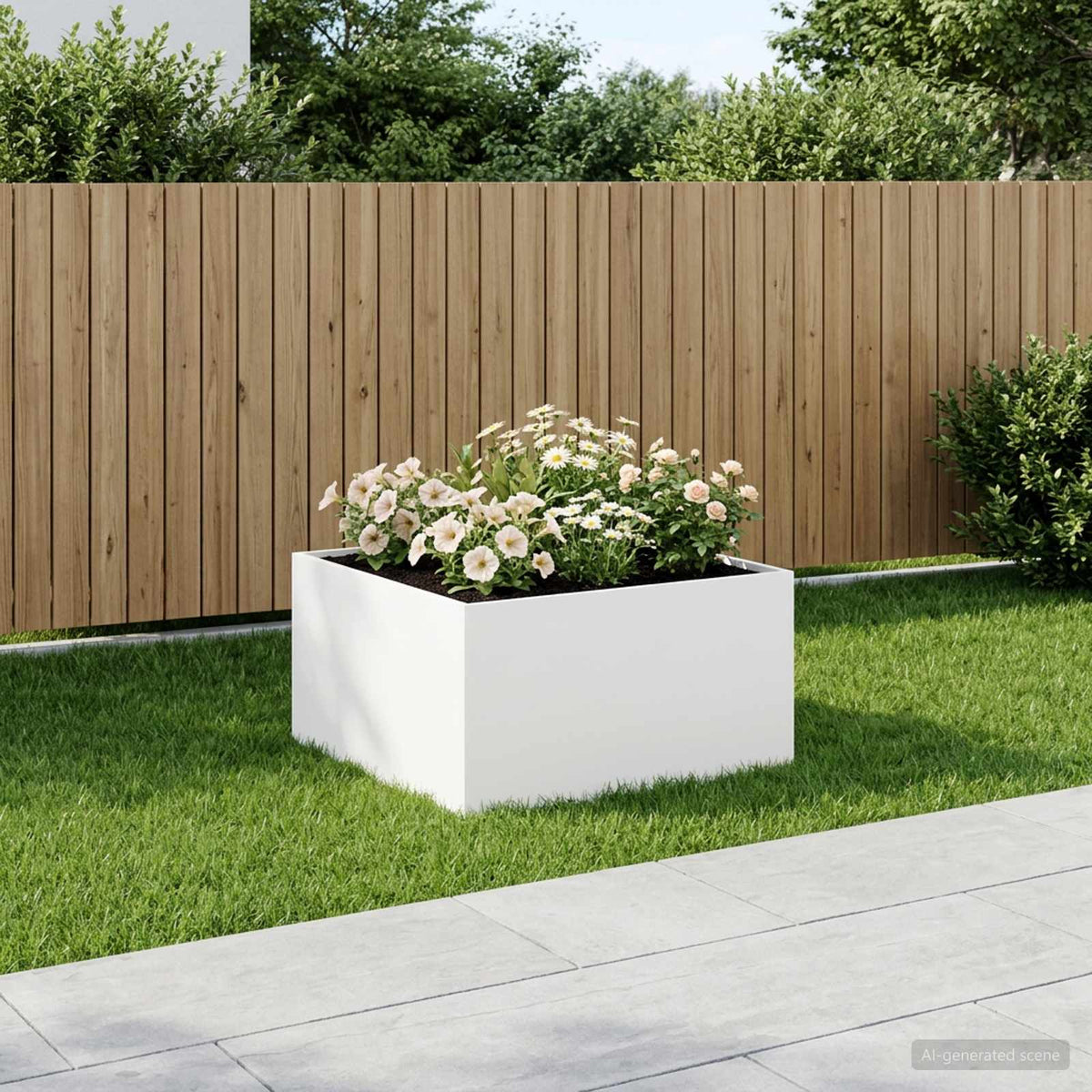 Macetero De Jardín Blanco 100 X 100 X 40 Cm_1