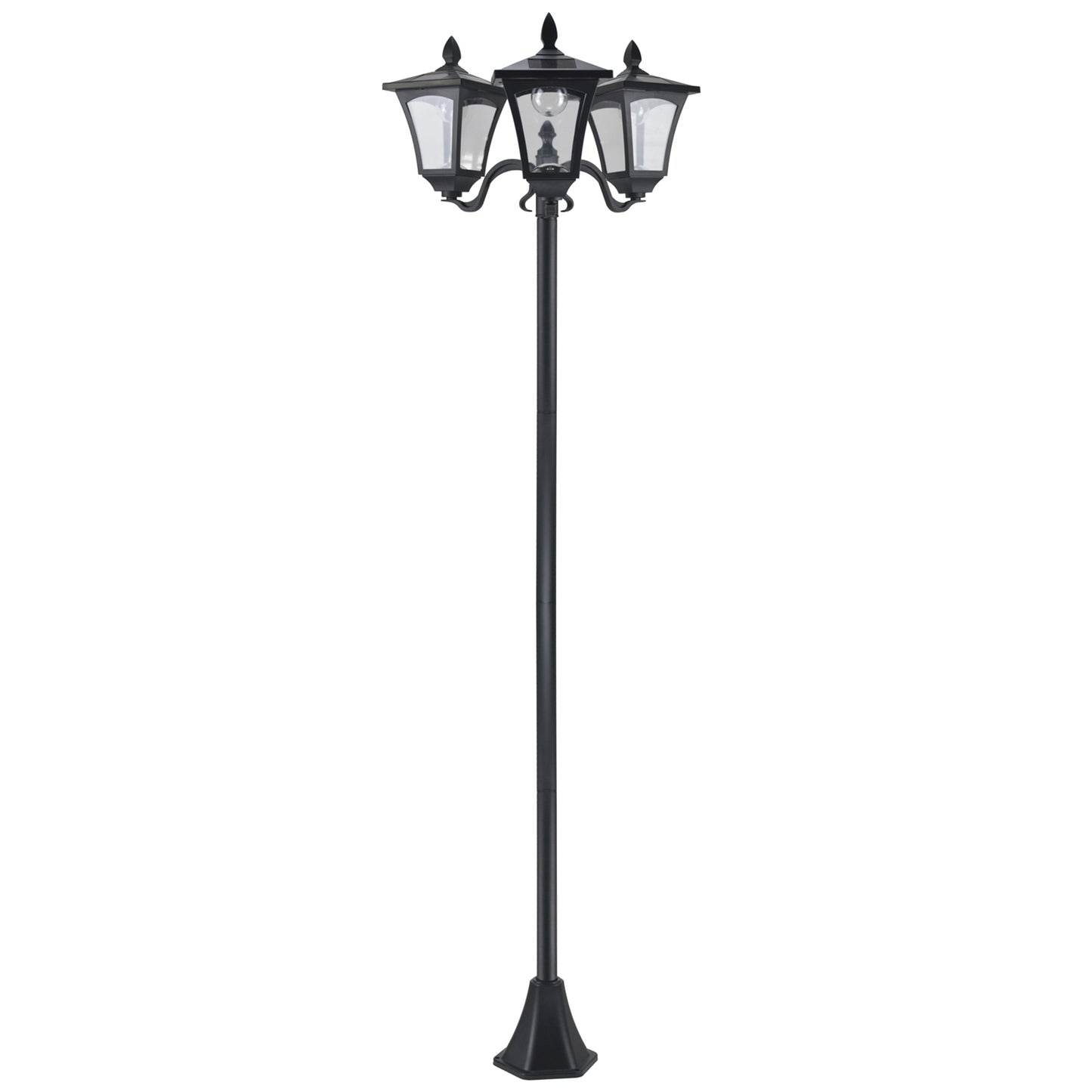 Outsunny Farol Solar De Jardín Con 3 Luces Led Impermeable Ip44 51,5x47x182,5 Cm_0