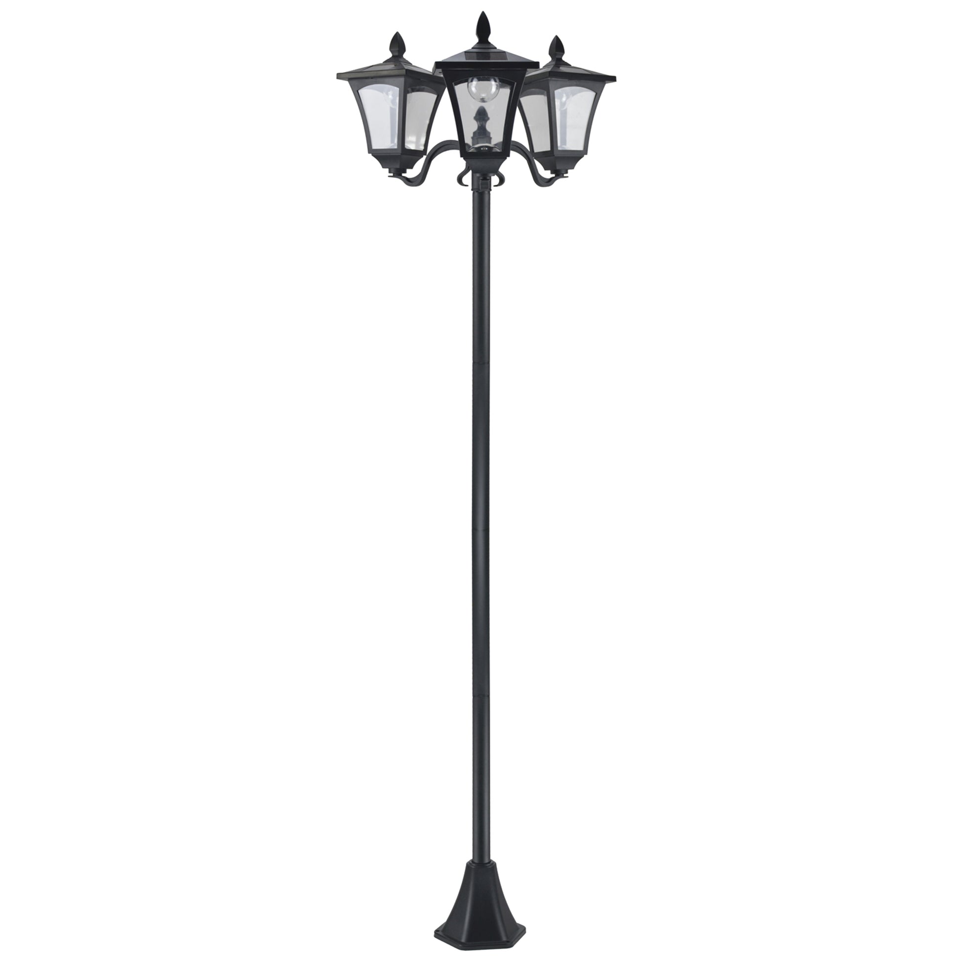 Outsunny Farol Solar De Jardín Con 3 Luces Led Impermeable Ip44 51,5x47x182,5 Cm_0