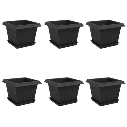 Macetas 6 Pcs Negro 23 X 23 X 17,5 Cm Plástico_0