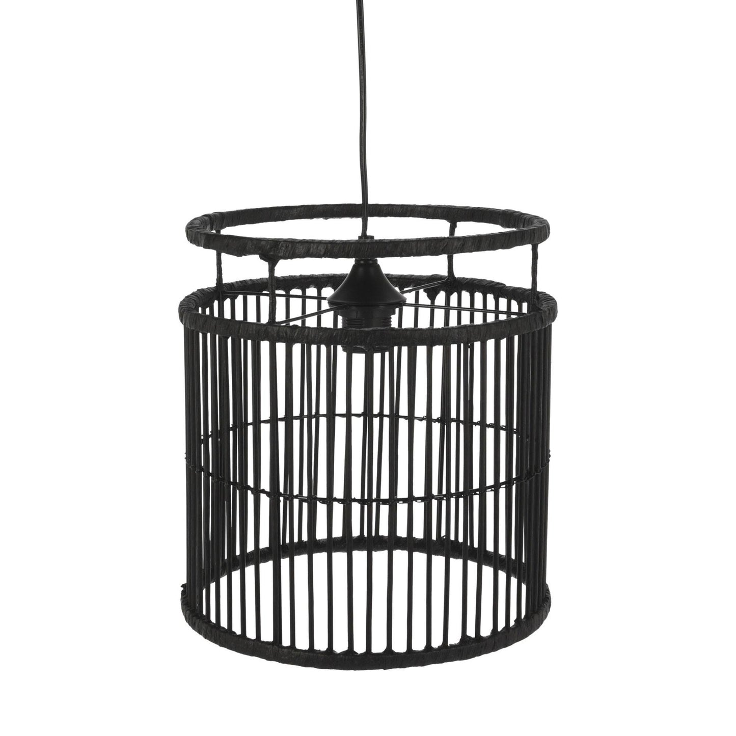 Well Home Lámpara Colgante En Bambú Color Negro Ø28x30cm_0