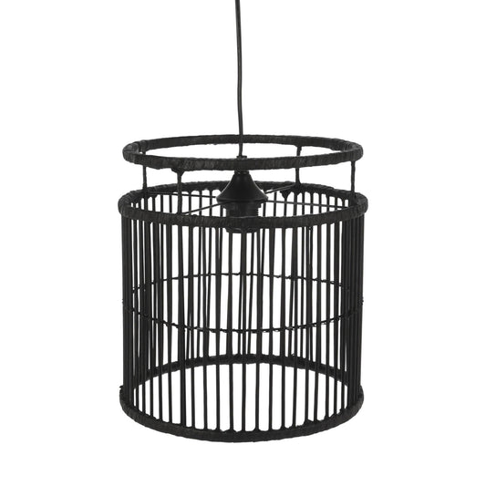 Well Home Lámpara Colgante En Bambú Color Negro Ø28x30cm_0