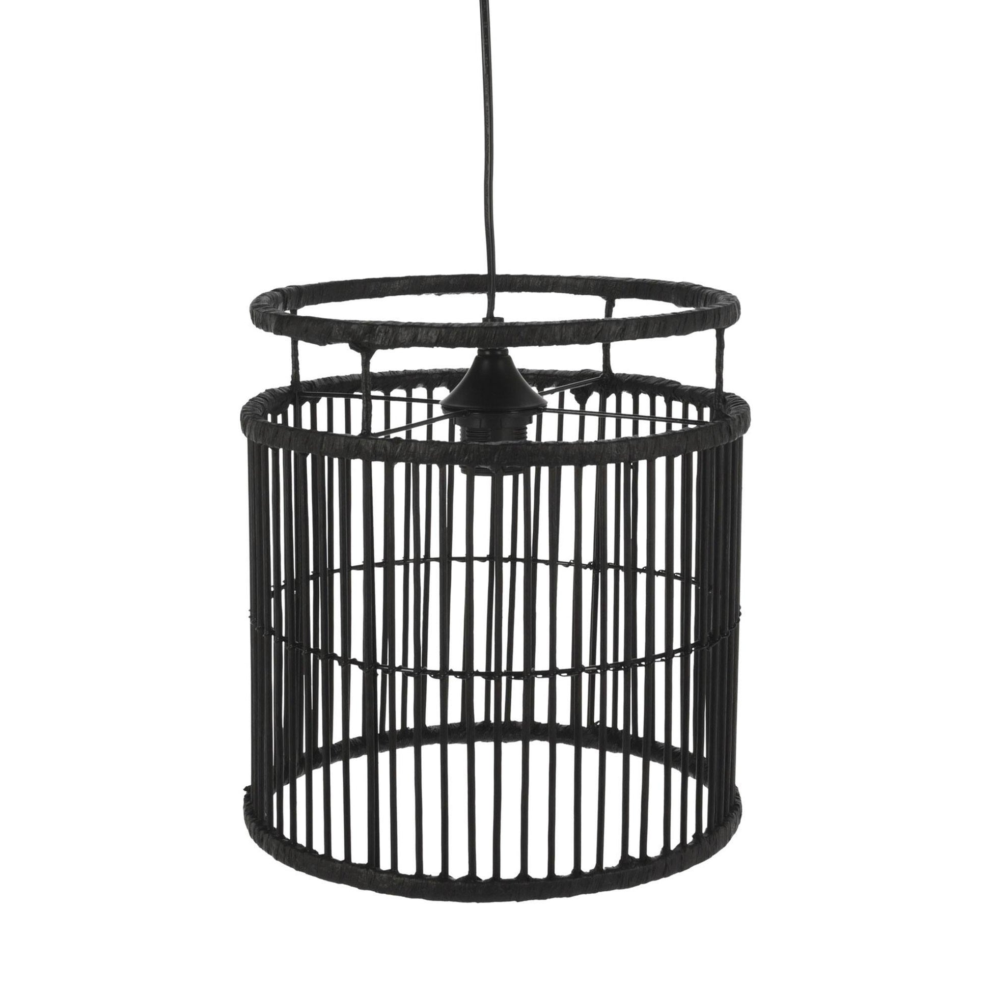 Well Home Lámpara Colgante En Bambú Color Negro Ø28x30cm