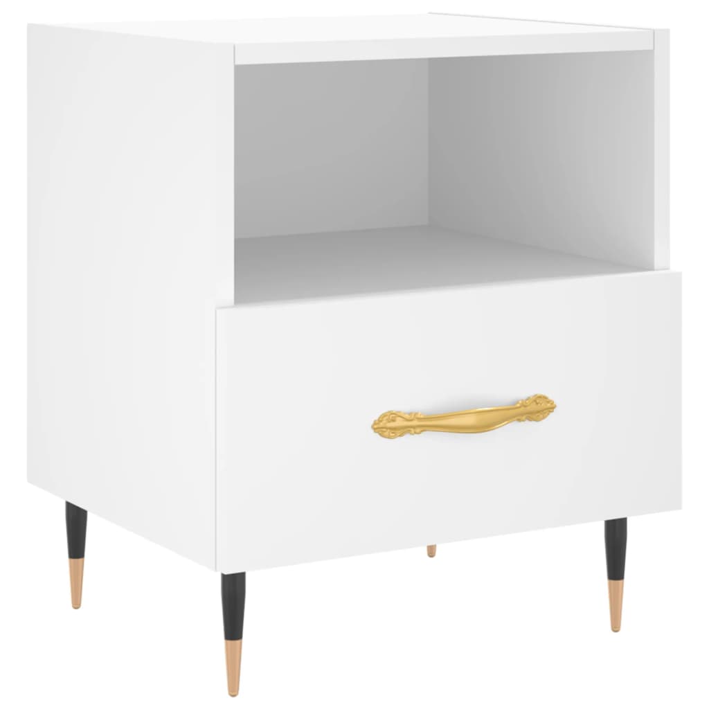 Mesita De Noche Madera De Ingeniería Blanco 40x35x47,5 Cm_0