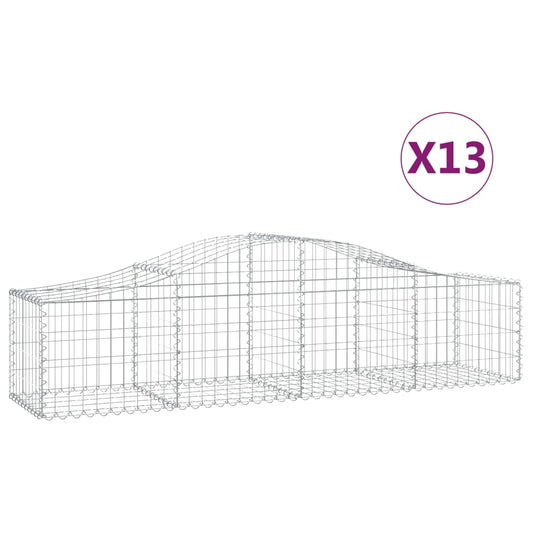 Cestas De Gaviones 13 Uds Forma De Arco Hierro 200x50x40/60 Cm_0