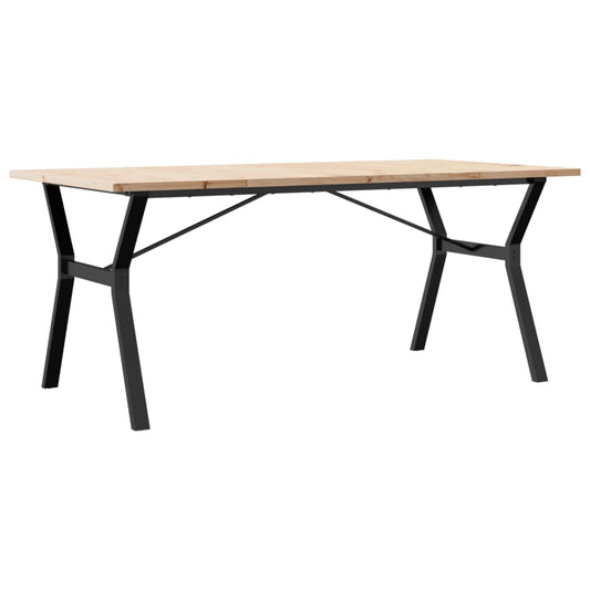 Mesa De Comedor Marco Y Madera Maciza Pino Acero 180x90x75,5 Cm_0