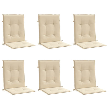 Vidaxl Cojín De Silla De Jardín Respaldo Bajo 6 Uds Tela Oxford Beige_0