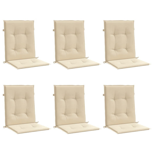 Vidaxl Cojín De Silla De Jardín Respaldo Bajo 6 Uds Tela Oxford Beige_0