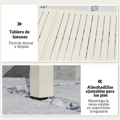 Outsunny Mesa De Jardín Extensible De Aluminio 150/225x85x75 Cm Blanco_5
