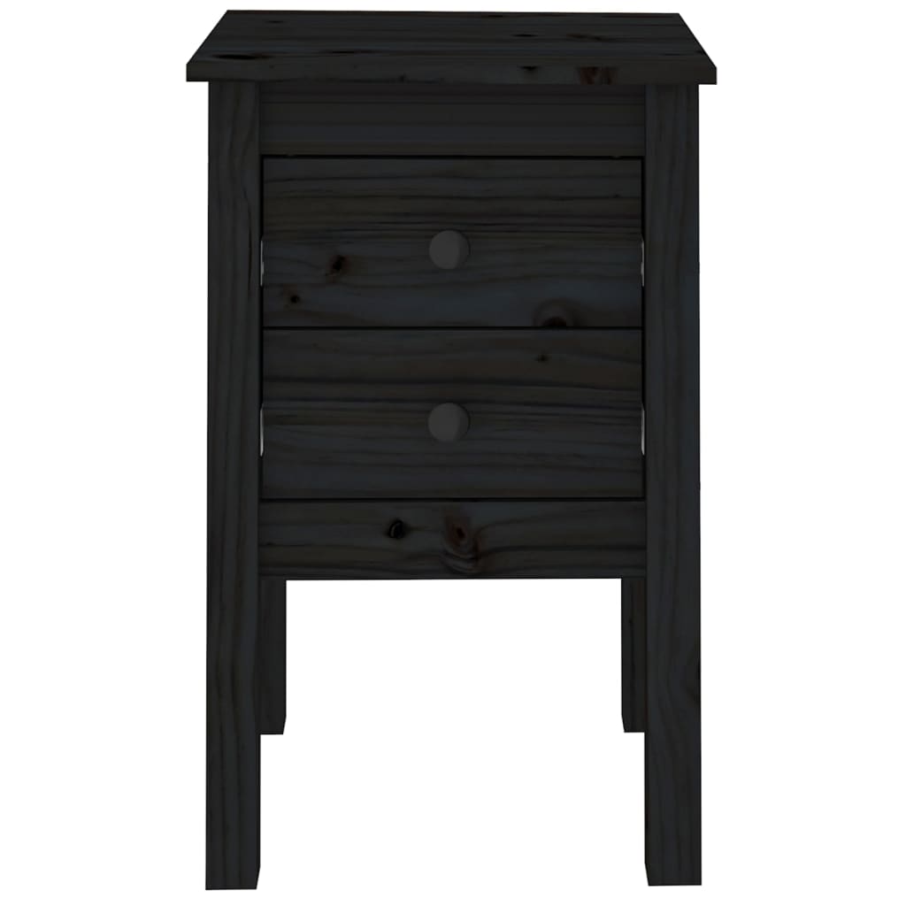 Mesita De Noche Madera Maciza De Pino Negro 40x35x61,5 Cm_3
