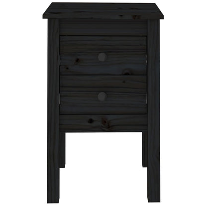 Mesita De Noche Madera Maciza De Pino Negro 40x35x61,5 Cm_3