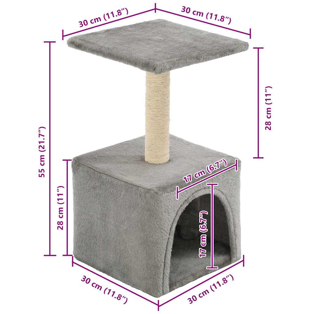 Vidaxl Rascador Para Gatos Con Poste De Sisal 55 Cm Gris_2